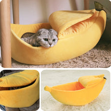 Load image into Gallery viewer, Banana Cat Bed House Cozy Cute Banana Puppy Cushion Kennel Warm Portable Pet Basket Supplies Mat Beds for Cats & Kittens