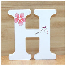 Load image into Gallery viewer, 1pc 10cm English Wooden Letters Decorative White Butterfly Alphabet Ornaments Crafts Wood Letter Lettering Wedding Numbers DIY