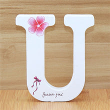 Load image into Gallery viewer, 1pc 10cm English Wooden Letters Decorative White Butterfly Alphabet Ornaments Crafts Wood Letter Lettering Wedding Numbers DIY