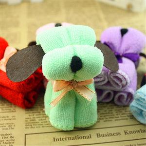 5pcs New Hot Sell Dog Cake Shape Microfiber Towel Cotton Plain Washcloth Wedding Pet Dog Scarf Gifts Present