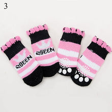 Load image into Gallery viewer, 4Pcs Warm Puppy Dog Shoes Soft Pet Knits Socks Cute Cartoon Anti Slip Skid Socks For Small Dogs Breathable Pet Products S/M/L