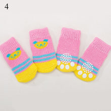 Load image into Gallery viewer, 4Pcs Warm Puppy Dog Shoes Soft Pet Knits Socks Cute Cartoon Anti Slip Skid Socks For Small Dogs Breathable Pet Products S/M/L