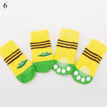 Load image into Gallery viewer, 4Pcs Warm Puppy Dog Shoes Soft Pet Knits Socks Cute Cartoon Anti Slip Skid Socks For Small Dogs Breathable Pet Products S/M/L