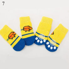 Load image into Gallery viewer, 4Pcs Warm Puppy Dog Shoes Soft Pet Knits Socks Cute Cartoon Anti Slip Skid Socks For Small Dogs Breathable Pet Products S/M/L