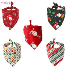 Load image into Gallery viewer, Christmas Pet Neckerchief Saliva Towel Red Green Santa Reindeer Striped Xmas Gift Bibs Scarf Collar for Small Large Dogs