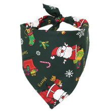 Load image into Gallery viewer, Christmas Pet Neckerchief Saliva Towel Red Green Santa Reindeer Striped Xmas Gift Bibs Scarf Collar for Small Large Dogs