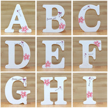 Load image into Gallery viewer, 1pc 10cm English Wooden Letters Decorative White Butterfly Alphabet Ornaments Crafts Wood Letter Lettering Wedding Numbers DIY