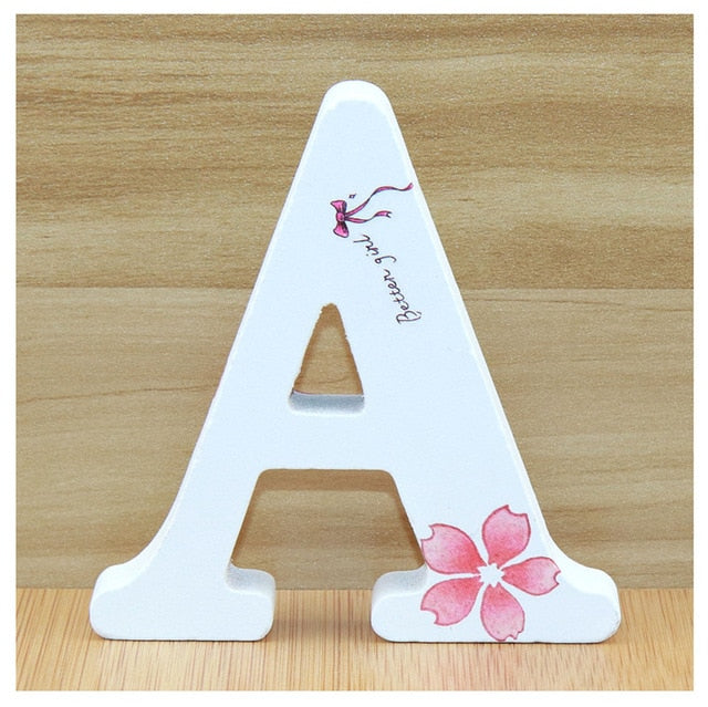 1pc 10cm English Wooden Letters Decorative White Butterfly Alphabet Ornaments Crafts Wood Letter Lettering Wedding Numbers DIY