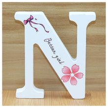 Load image into Gallery viewer, 1pc 10cm English Wooden Letters Decorative White Butterfly Alphabet Ornaments Crafts Wood Letter Lettering Wedding Numbers DIY