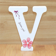 Load image into Gallery viewer, 1pc 10cm English Wooden Letters Decorative White Butterfly Alphabet Ornaments Crafts Wood Letter Lettering Wedding Numbers DIY