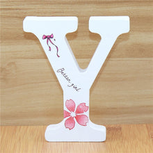 Load image into Gallery viewer, 1pc 10cm English Wooden Letters Decorative White Butterfly Alphabet Ornaments Crafts Wood Letter Lettering Wedding Numbers DIY