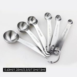 6 pcs/set Measuring Spoons Stainless Steel Seasoning Coffee Tea Measuring Spoons With Scale Bakery Tool Kitchen Supplies #705