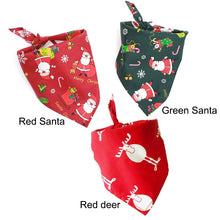 Load image into Gallery viewer, Christmas Pet Bandana Santa Pattern Red Green Scarf Dog Bandana Cat Collar Bib GQ999