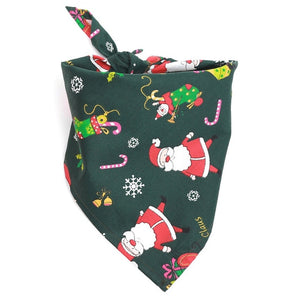 Christmas Pet Bandana Santa Pattern Red Green Scarf Dog Bandana Cat Collar Bib GQ999