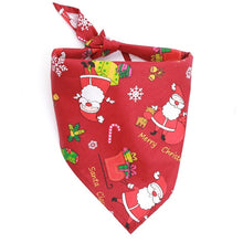 Load image into Gallery viewer, Christmas Pet Bandana Santa Pattern Red Green Scarf Dog Bandana Cat Collar Bib GQ999