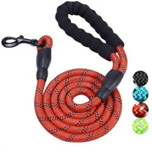 Load image into Gallery viewer, 5FT Strong Dog Leash Climbing Rope Night Reflective Threaded Pet Training Handle